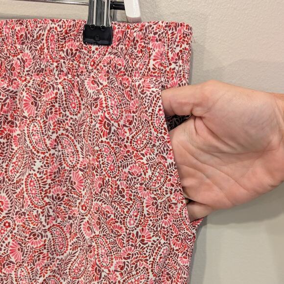 J.Jill Casual Dress Pants Pink Red Paisley Floral Tropical Pockets - Size LT - Picture 5 of 9